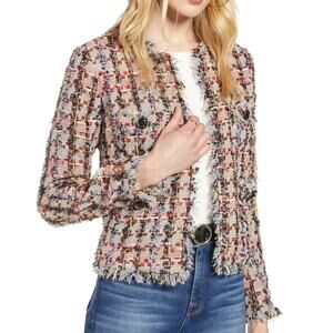 Halogen | Multi Raw Edge Tweed Blazer Jacket